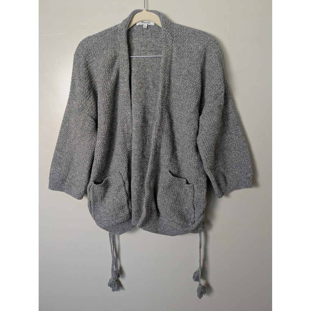 Madewell Grey Textured Knit Open Front Cardigan Sweater Women's XS